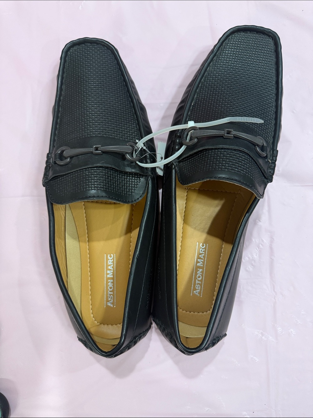 Men’s Aston Mark Black Textured Slip-On Loafers